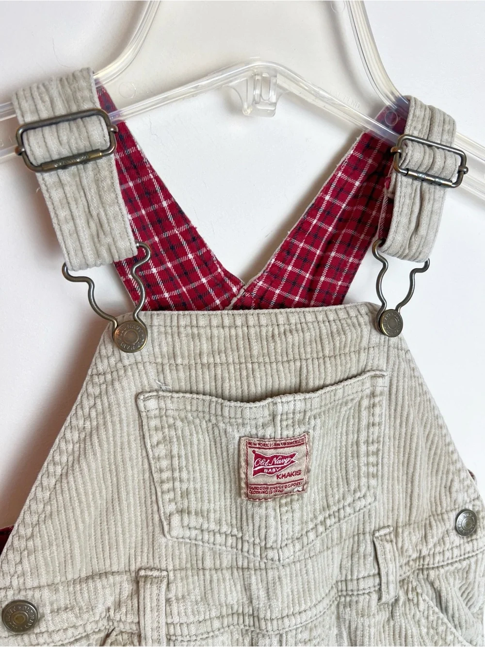 Vintage Old Navy Baby Boys Corduroy Overalls 18-24 Months Tan Snap